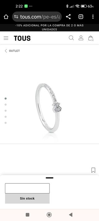 Oferta hasta 5 septiembre!! Anillo Tous Oro y Diam