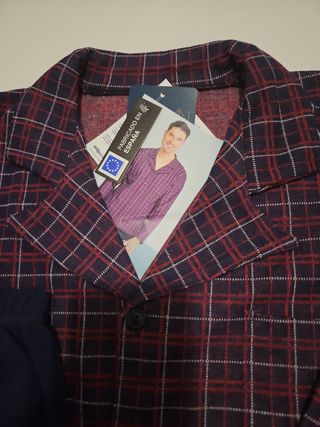 Pijama hombre cuadros azul rojo T L