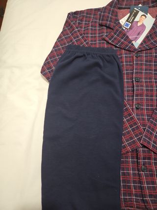 Pijama hombre cuadros azul rojo T L