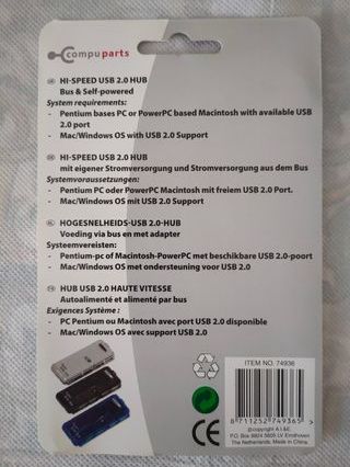 Hub USB 2.0 Compu Parts 4 Porte Slim