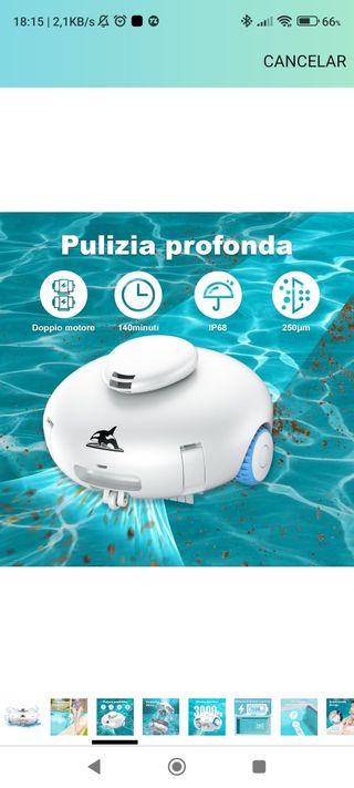 Robot Limpiafondos Piscina AQUVII 7500mAh