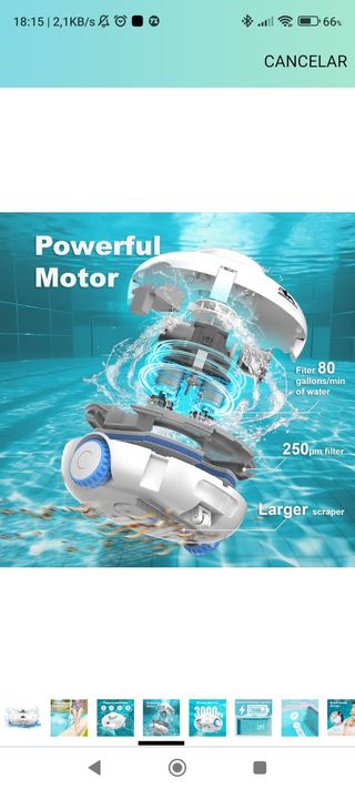 Robot Limpiafondos Piscina AQUVII 7500mAh
