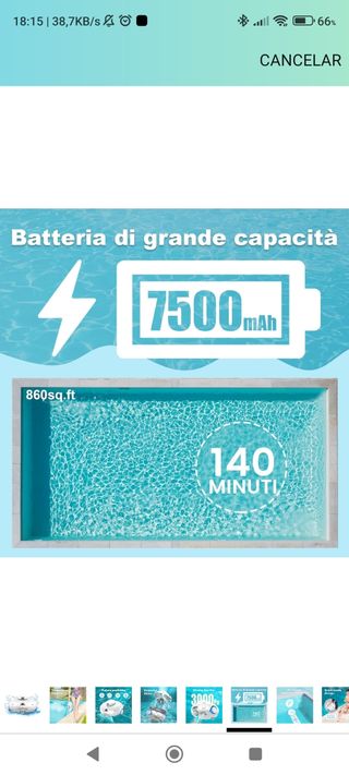Robot Limpiafondos Piscina AQUVII 7500mAh