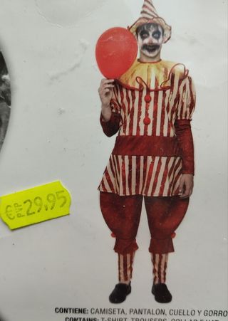 Disfraz+ peluca + cuchillo
Payaso Loco Halloween 