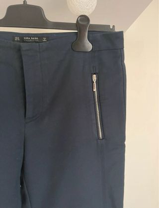 Pantalón Zara Azul con Cremalleras