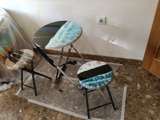 Mesa redonda resina epoxi, trabajos de porcelanato