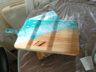 Mesa redonda resina epoxi, trabajos de porcelanato