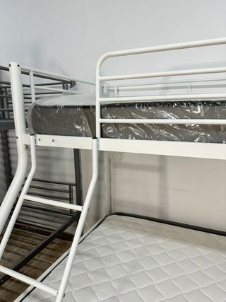 Litera Matrimonial de Metal Negra y blanca Nueva