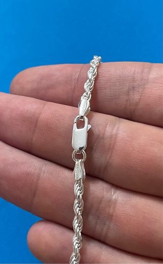 Lujoso Collar Cadena Cordon Macizo Y Cristo Plata