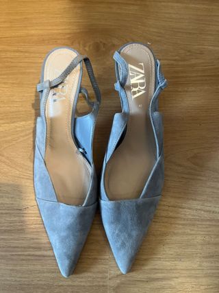 Zapatos tacón Zara ante gris talla 40