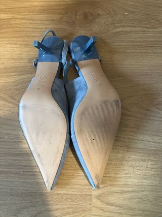 Zapatos tacón Zara ante gris talla 40