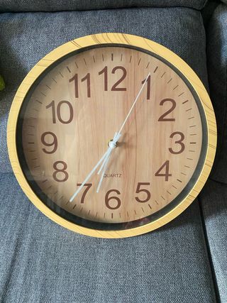 Reloj de Pared Redondo Madera y Dorado