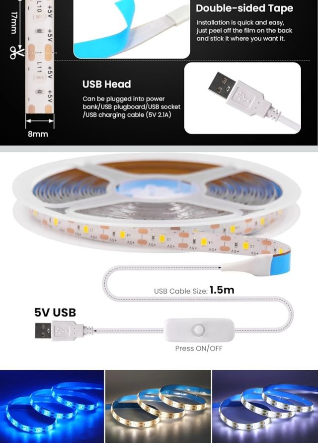 Luces LED decorativas plateadas