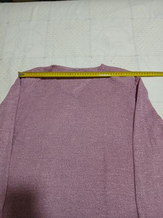 Jersey mujer cuello pico rosa