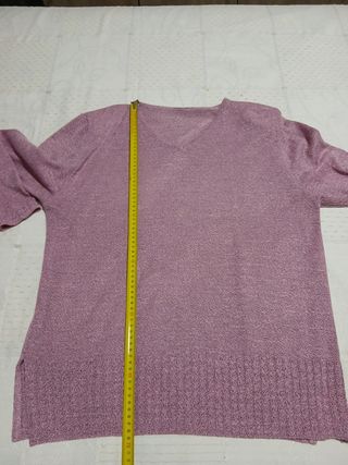 Jersey mujer cuello pico rosa