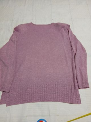 Jersey mujer cuello pico rosa