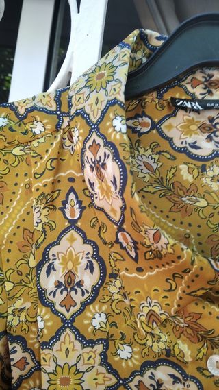 Camisa Zara Estampada Verde Oliva