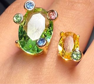 Collar Swarovski Multicolor + anillo gemas