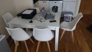 Mesa extensible+ juego de 6 sillas + mesita elevab