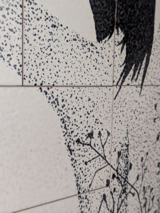 Cuadro Cerámica Marco Metal Negro Blanco