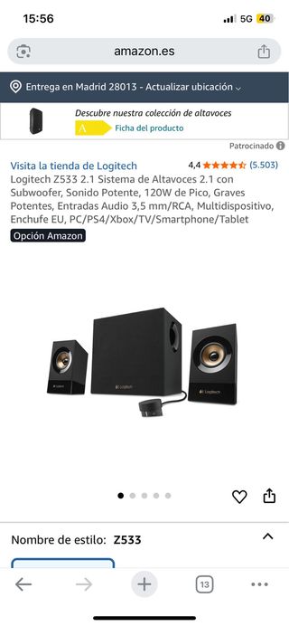 Altavoces Logitech Z533 2.1 Negro