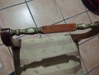 Banqueta antigua madera y tela