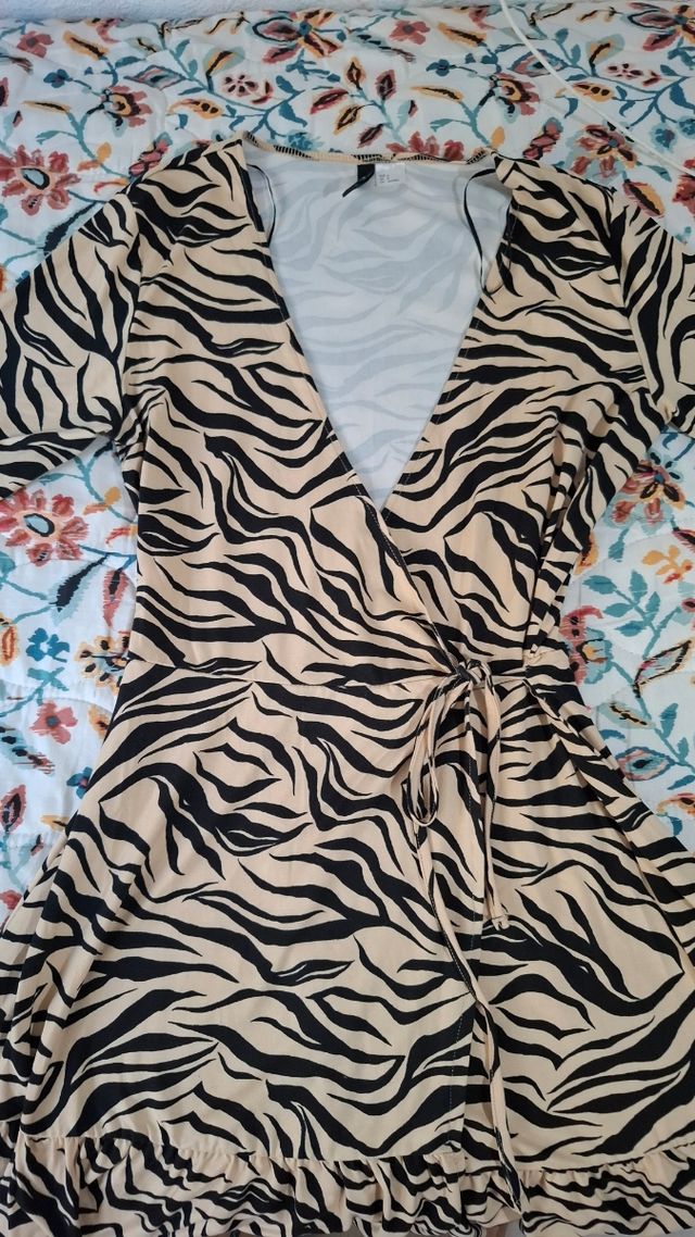 Vestido Cruzado Vestido Estampado Cebra H&m Naranja Vestido