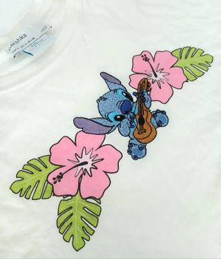 Camiseta corta Stitch flores talla S