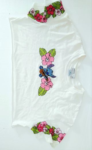 Camiseta corta Stitch flores talla S
