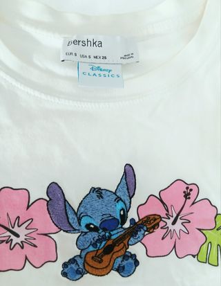 Camiseta corta Stitch flores talla S