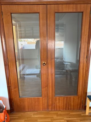 2 Puertas Madera Cristal Buen Estado