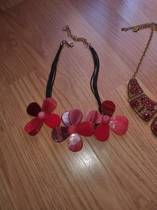 Lote 2 Collares Mujer Dorados y Rojos