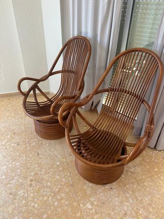 Juego de 2 Sillas Rattan Marrones