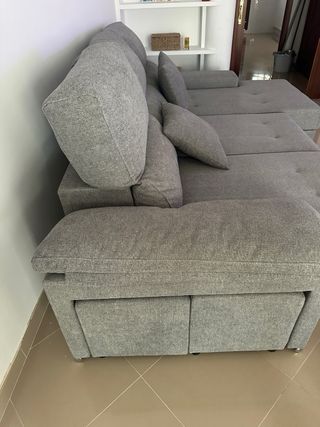 Sofá Chaiselongue Gris Tela