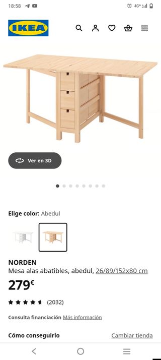 Mesa alas abatibles Ikea Norden