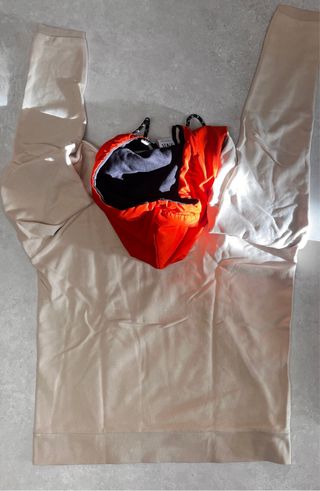 Sudadera Zara Beige Capucha Naranja Talla M
