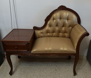 Butaca teléfono auxiliar madera y tela