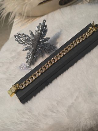 Pulsera hombre chapada oro con circonitas