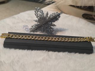 Pulsera hombre chapada oro con circonitas