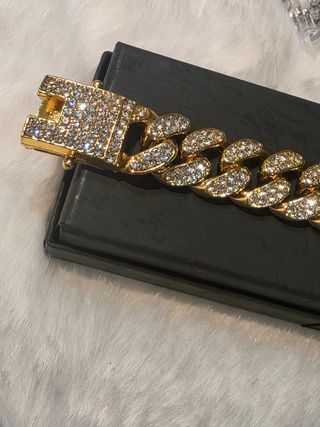 Pulsera hombre chapada oro con circonitas