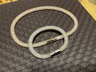 Gargantilla y pulsera malla Swarovski oro y plata