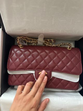 Bolso Hombro Burdeos Piel Granulada