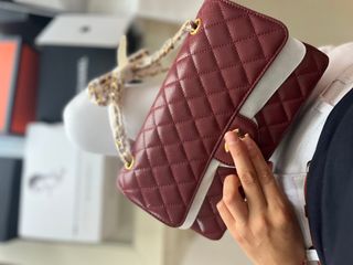 Bolso Hombro Burdeos Piel Granulada