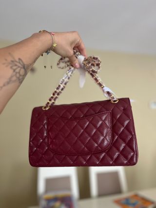 Bolso Hombro Burdeos Piel Granulada