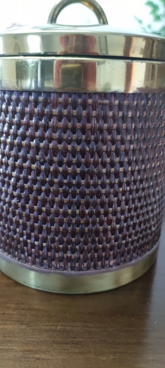 Cubitera madera y metal dorado