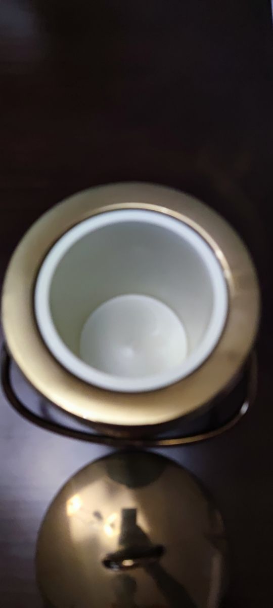 Cubitera madera y metal dorado