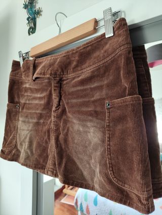Minifalda pana elástica marrón Talla 36