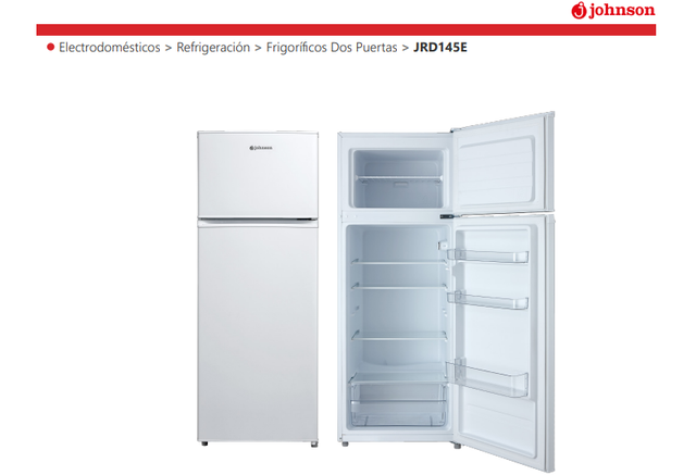 Frigorífico Johnson 2P E 143x55x55cm Blanco