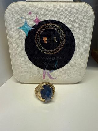 Anillo Laminado 14k con Zafiro Azul,para hombres