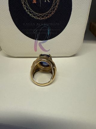 Anillo Laminado 14k con Zafiro Azul,para hombres
